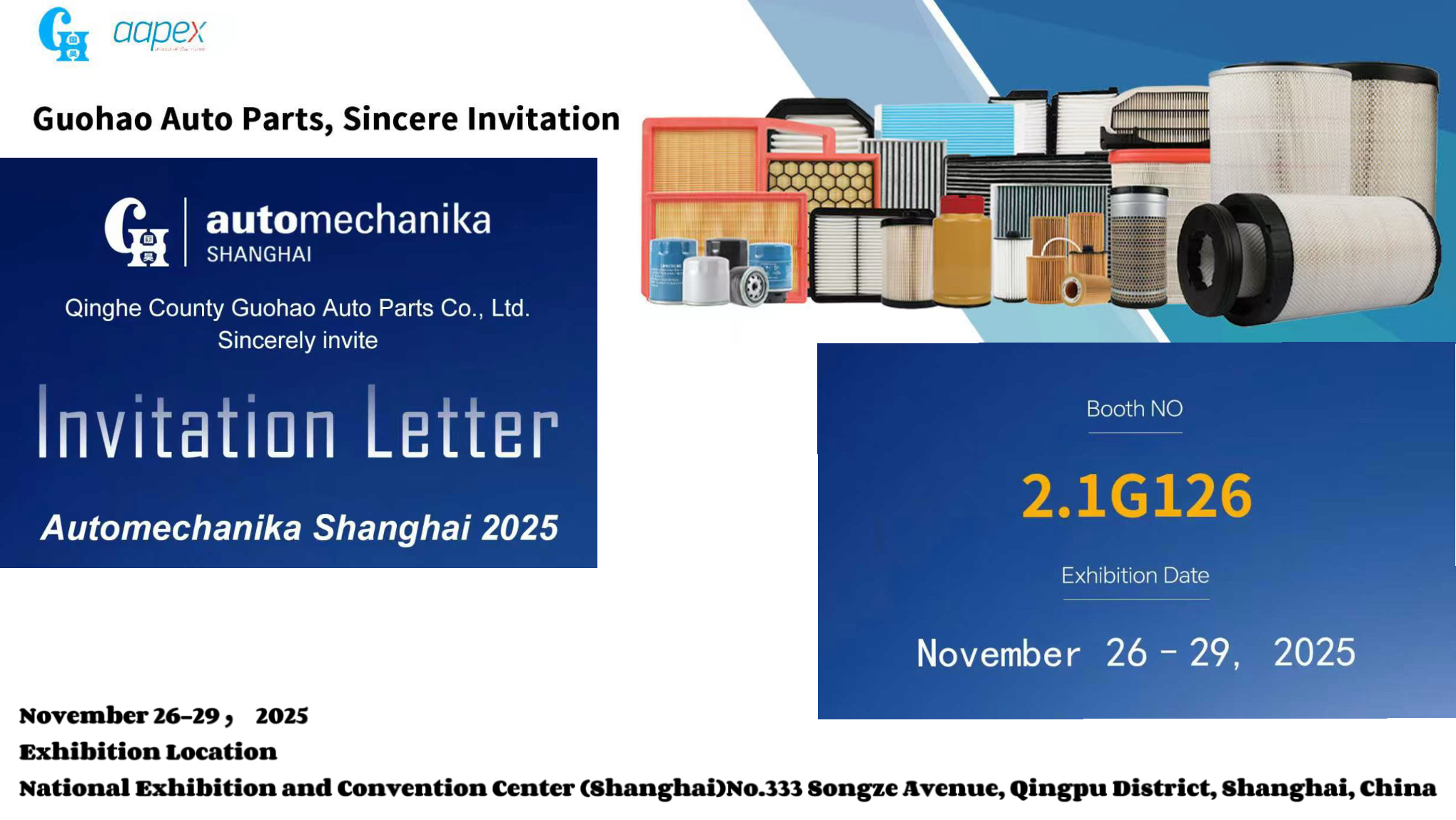 Guohao-filtre er ved at tage afsted til Automechanika Shanghai 2025!